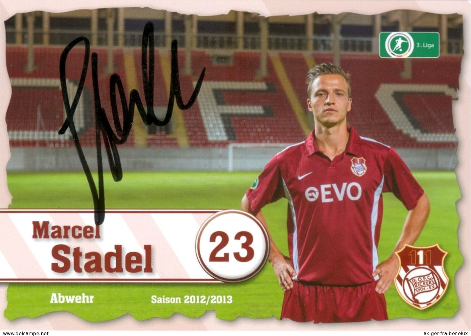 Fußball-Autogrammkarte AK Marcel Stadel Lenz Offenbacher FC Kickers 12-13 Offenbach / Main Bünde Spenge Kassel Osnabrück - Authographs