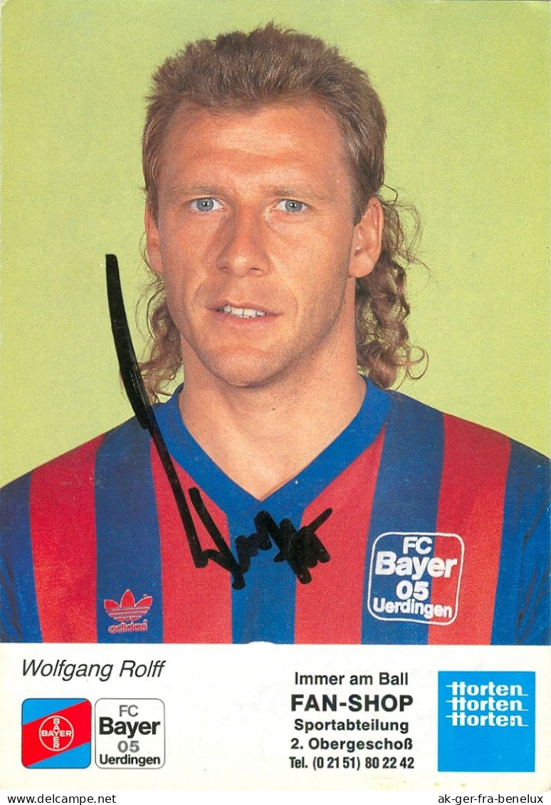 Fußball-Autogrammkarte AK Wolfgang Rolff FC Bayer 05 Uerdingen 90-91 KFC Krefeld Lamstedt Loomst Börde Hamburger SV HSV - Autographes