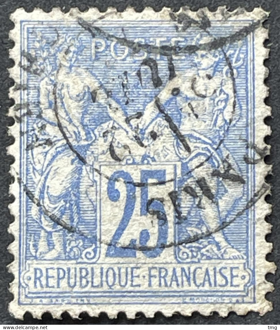 YT 68 Paris (4) Rue D'Enghein 1876-78 Type Sage 25c Outremer (I, Inv Sous B) (côte 85 €) France – 5amscol - 1876-1878 Sage (Type I)