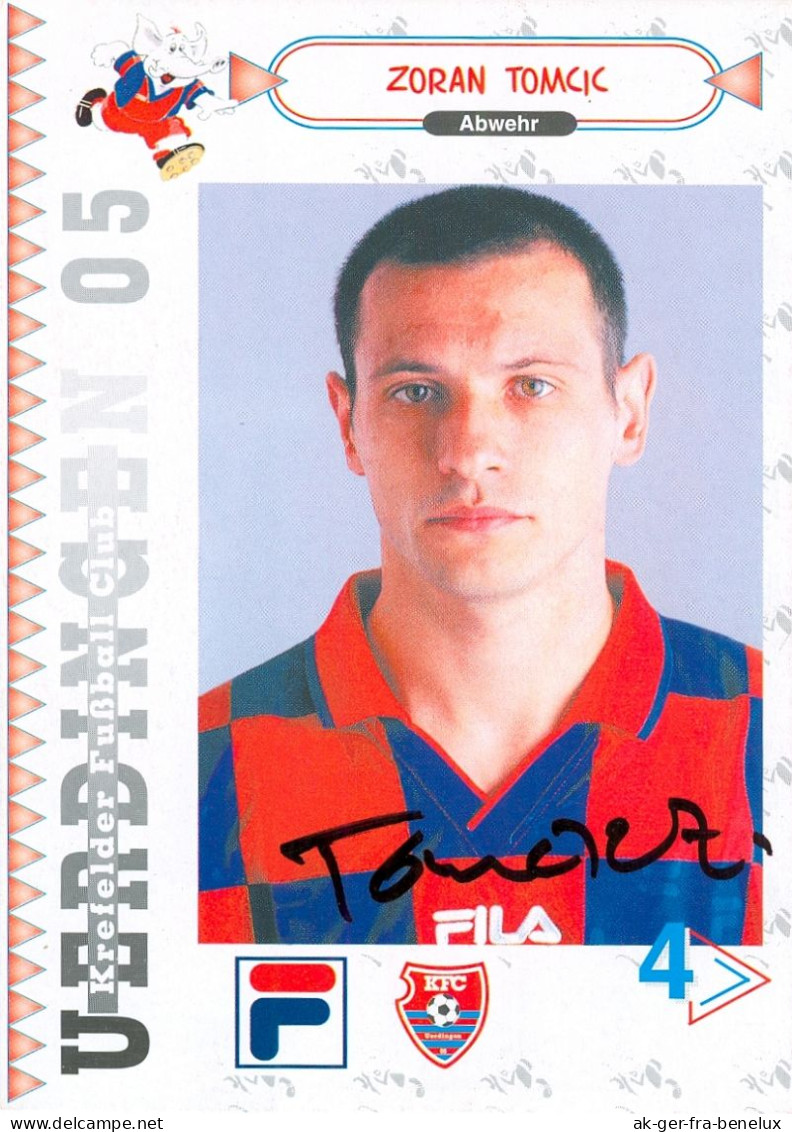 Fußball-Autogrammkarte AK Zoran Tomčić KFC Uerdingen 98-99 FC Bayer Krefeld VfL Wolfsburg SV Babelsberg 03 Velika Gorica - Autographes