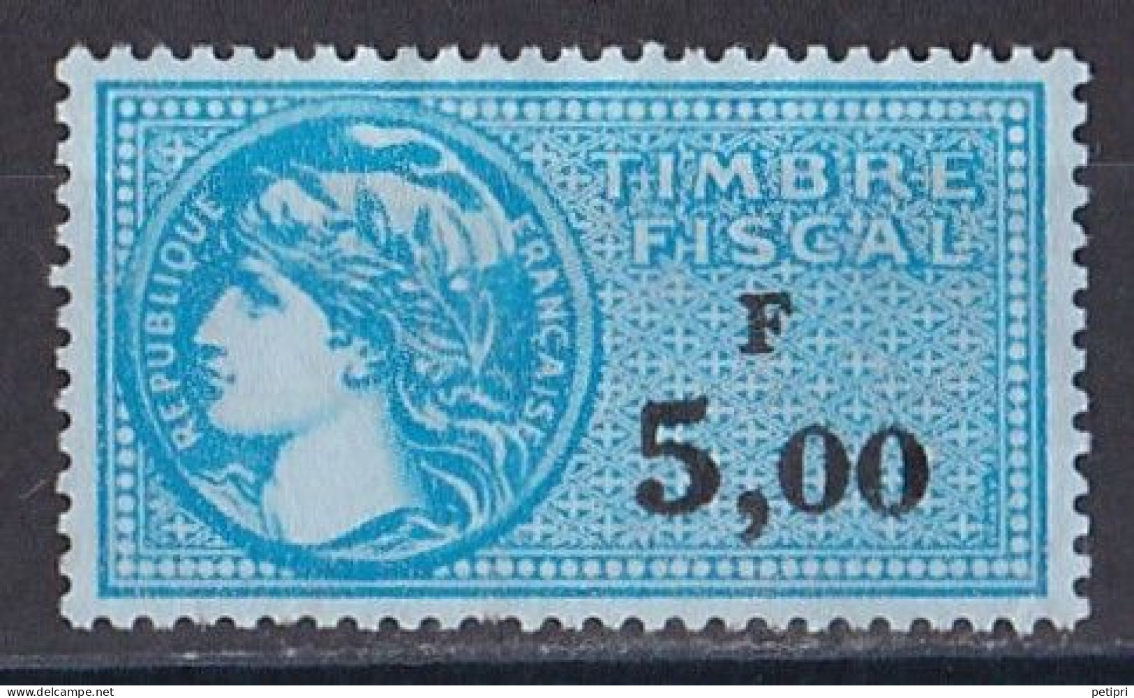 France -  Timbre Fiscal 5.00 Fr  Sans Gomme - Other & Unclassified