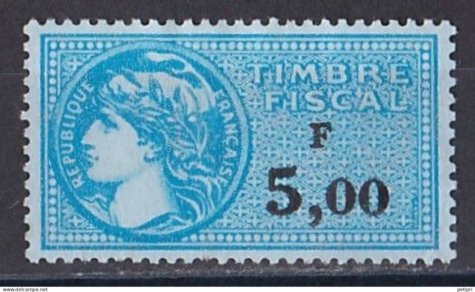 France -  Timbre Fiscal 5.00 Fr  Sans Gomme - Altri & Non Classificati