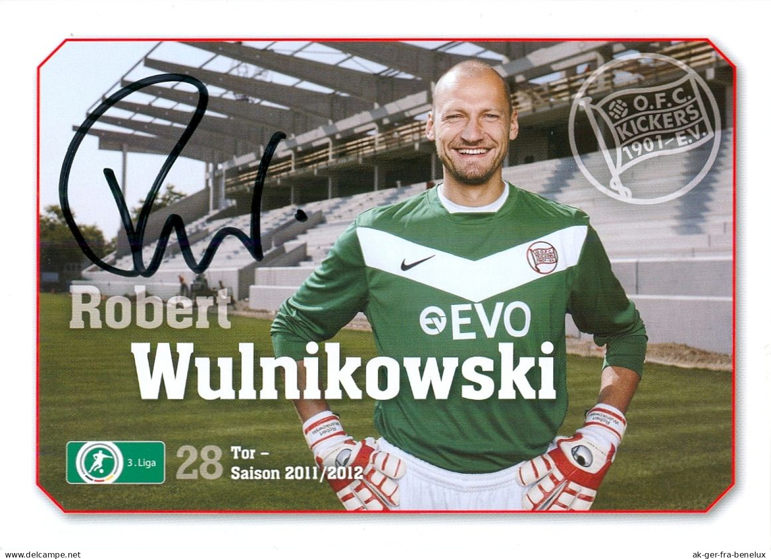 Fußball-Autogrammkarte AK Robert Wulnikowski Offenbacher Kickers 11-12 FC Union Berlin Rot-Weiss Essen Offenbach Am Main - Autographes