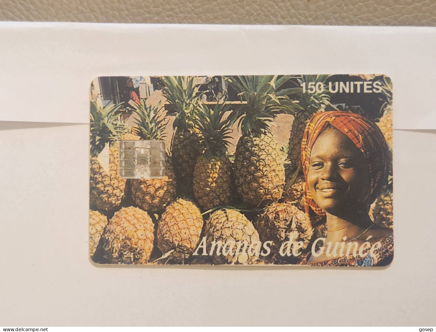 Guinea-(GN-SOT-0013A)-Ananas-(SchlumbergerSema Lo-used-(17)(150units)(01100822)-used Card+1card Prepiad/gift Free - Guinée