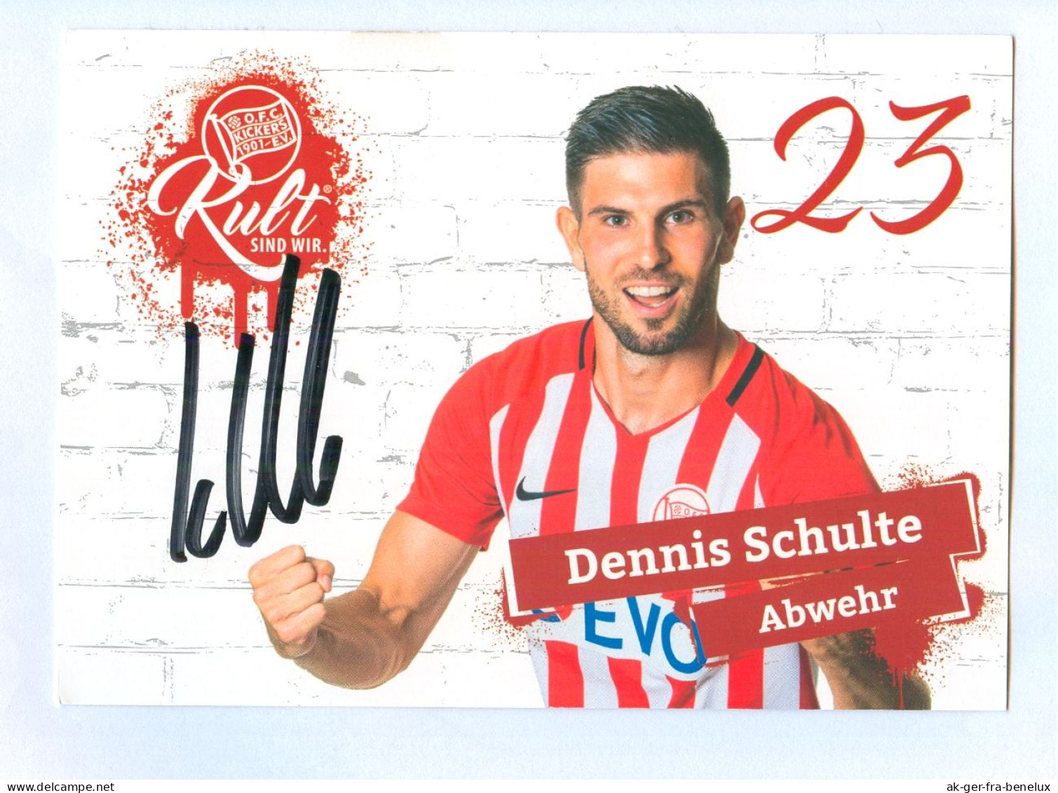 Fußball-Autogrammkarte AK Dennis Schulte Kickers Offenbach 18-19 Neunkirchen-Seelscheid Carl Zeiss Jena Offenbach / Main - Autographes