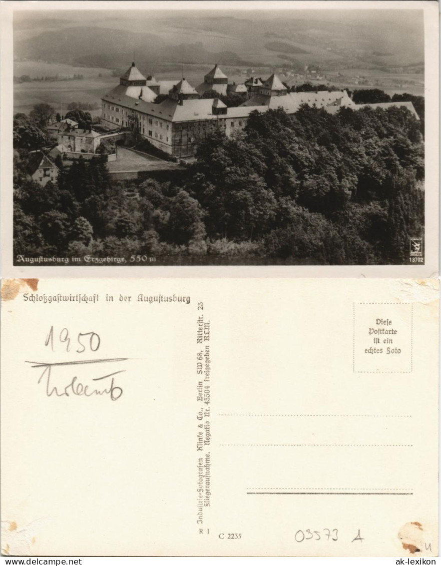 Ansichtskarte Augustusburg Erzgebirge Luftbild Der Augustusburg 1936 - Augustusburg