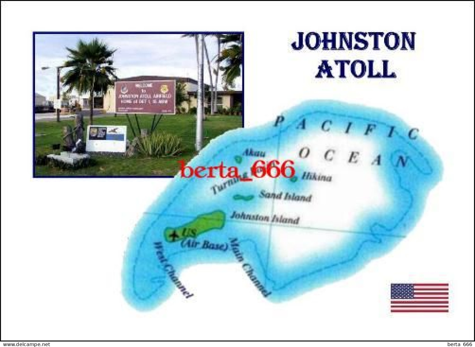 United States Johnston Atoll Map New Postcard * Carte Geographique * Landkarte - Other & Unclassified