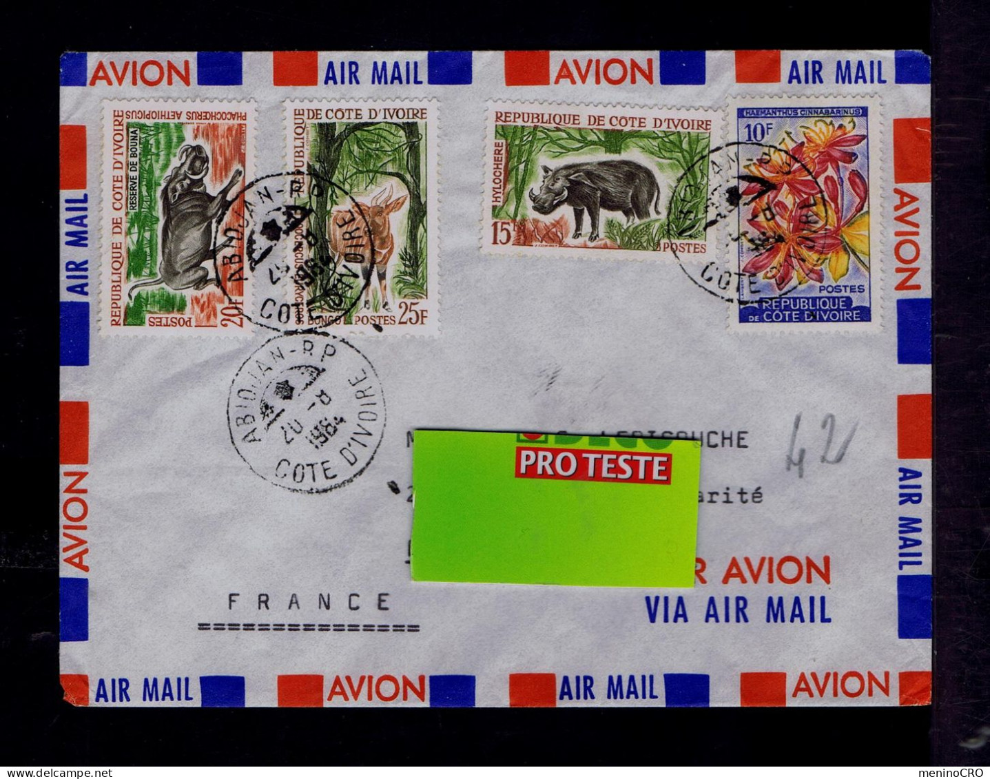 Gc8442 Rep. De CÔTE D'IVOIRE Animaux Rare Hylochere Wild Faune Mailed Phacocheros Flowers Flora Mailed - Schmetterlinge