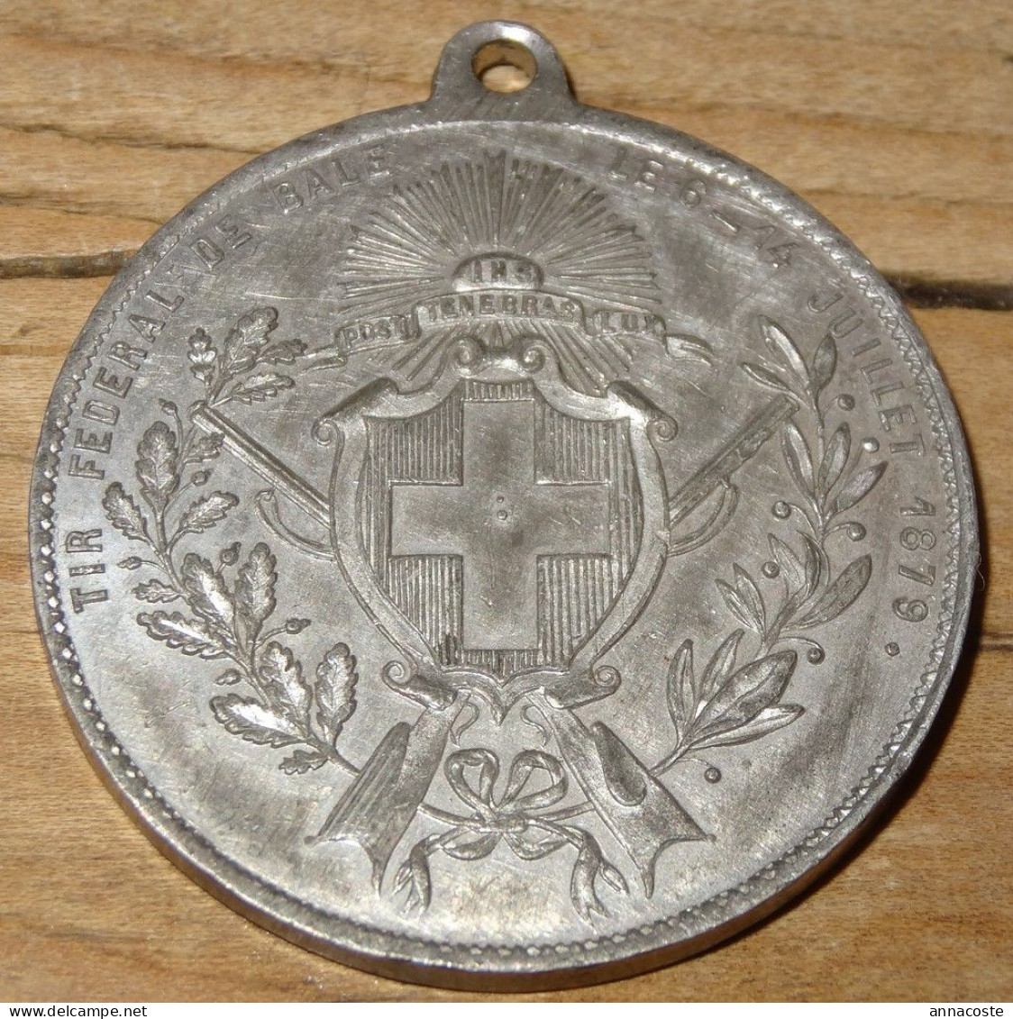 SUISSE : Médaille De TIR Federale De BALE - 1879 En étain - Ecus De Tir 