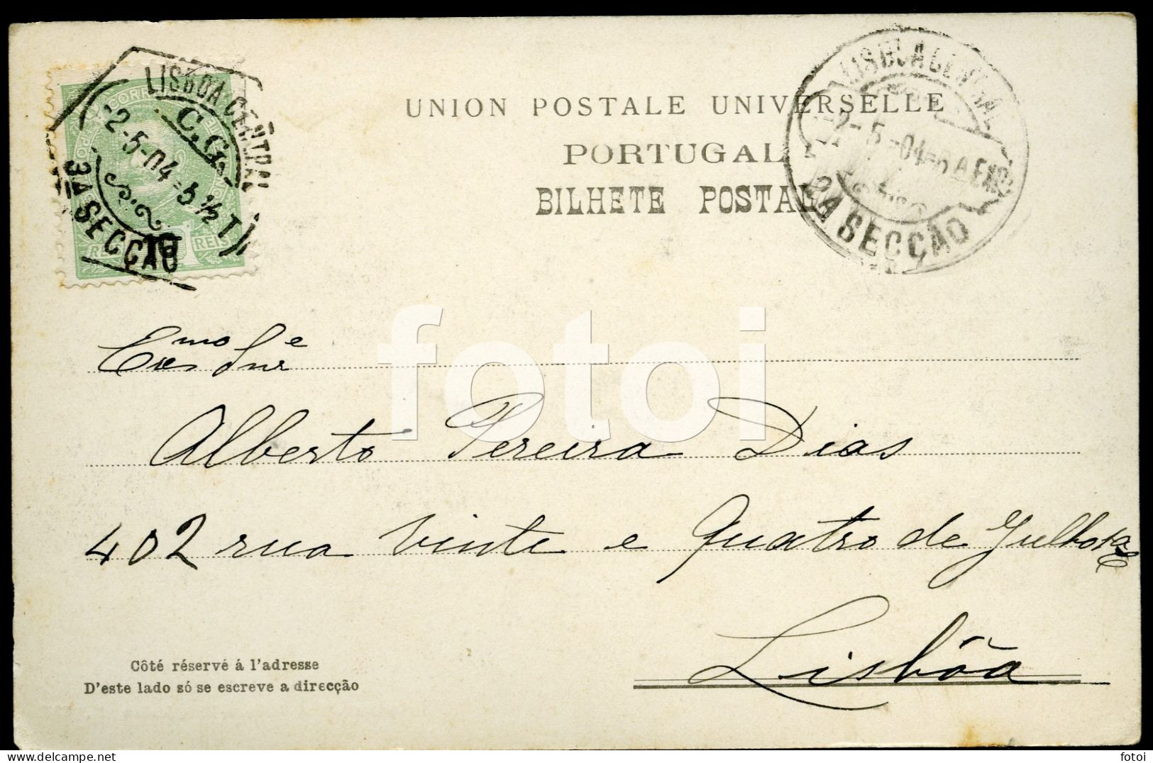 1904 POSTCARD PRAIA CASCAIS PORTUGAL CARTE POSTALE STAMPED TIMBRE - Lisboa