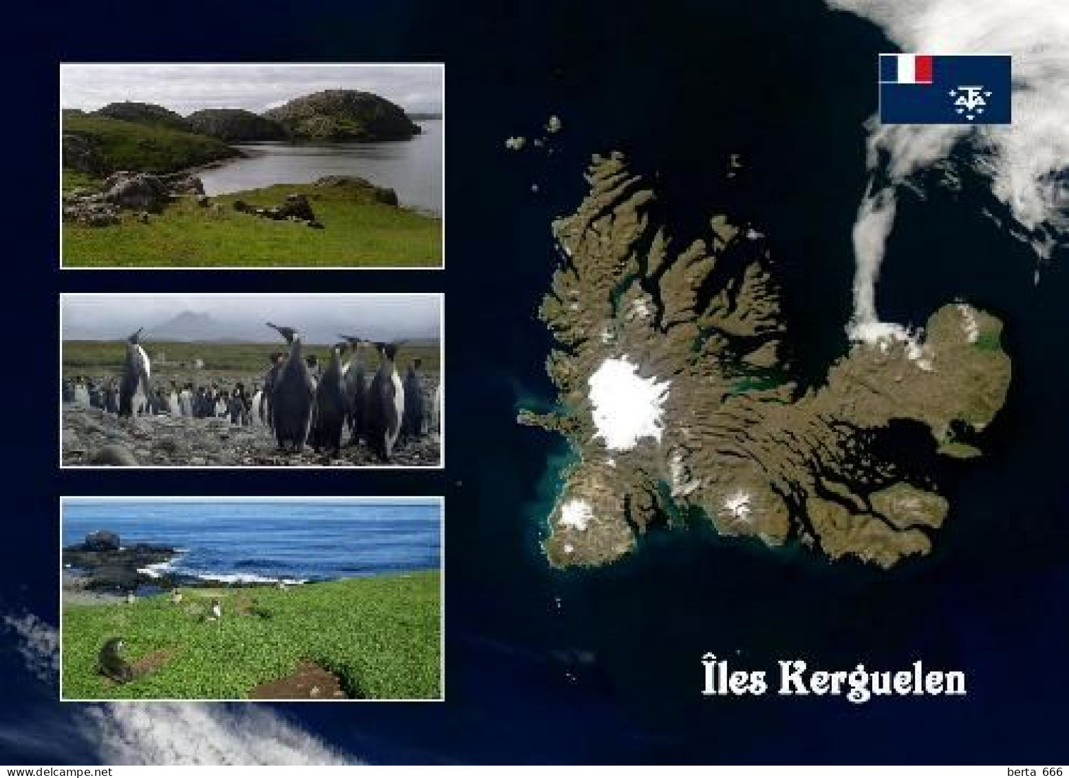 TAAF Kerguelen Islands Satellite View UNESCO New Postcard - TAAF : Terres Australes Antarctiques Françaises