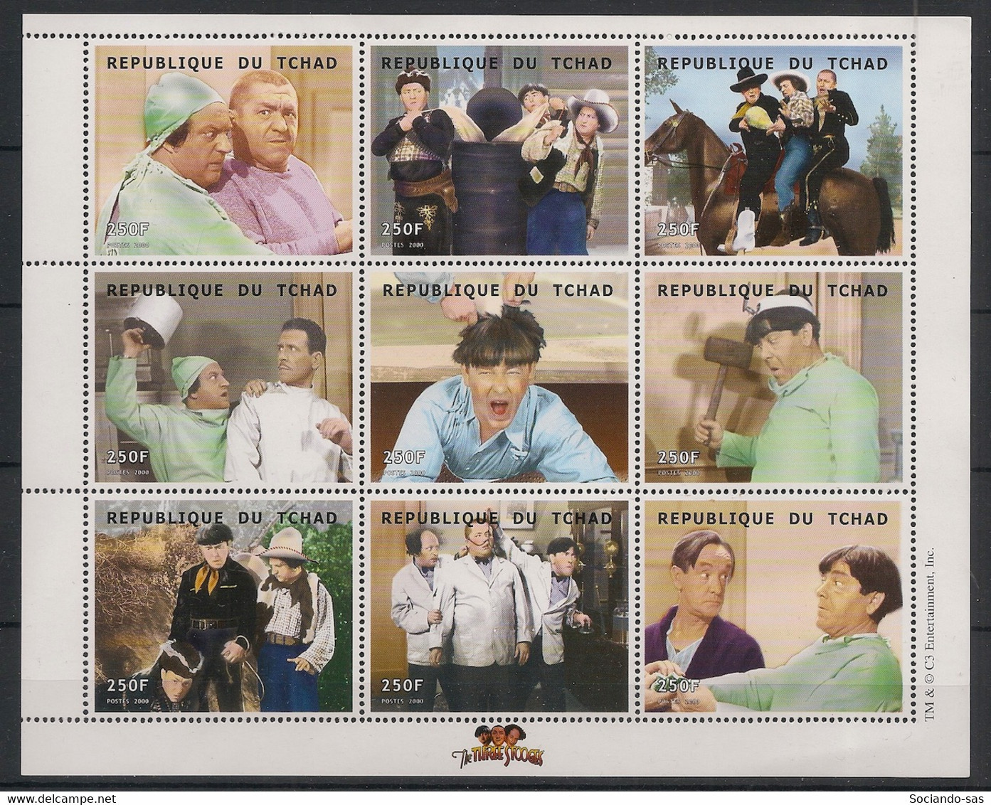 TCHAD - 2000 - N°YT. 1184 à 1192 - The Three Stooges - Neuf Luxe ** / MNH / Postfrisch - Chad (1960-...)