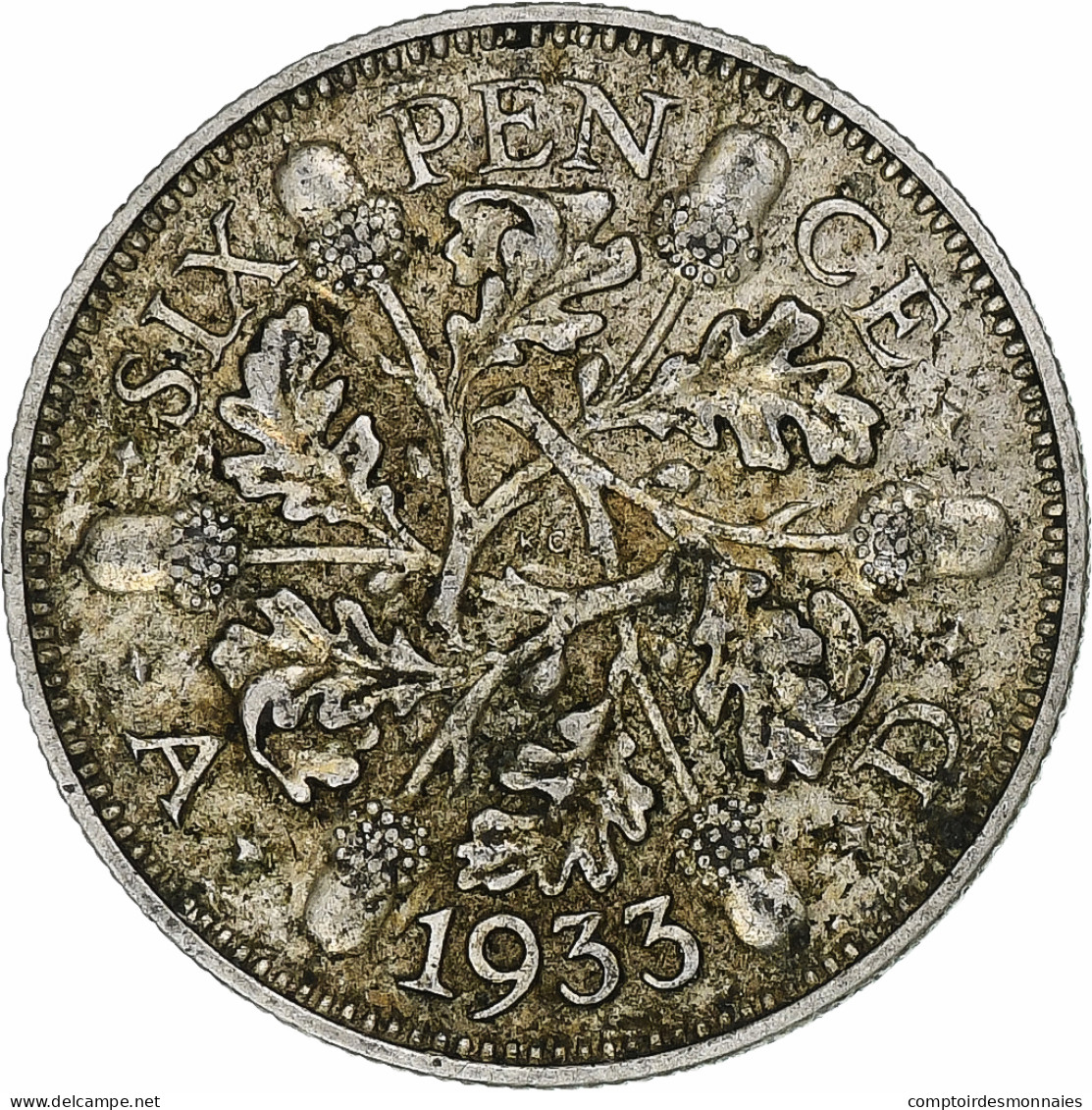 Grande-Bretagne, George V, 6 Pence, 1933, Londres, Argent, TTB, KM:832 - H. 6 Pence