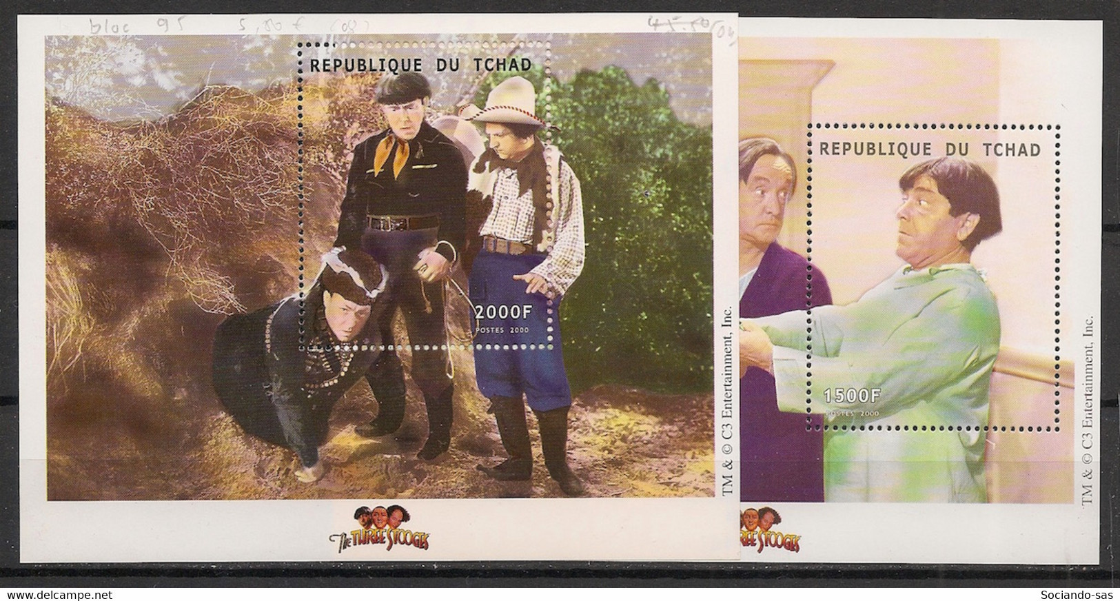 TCHAD - 2000 - Bloc Feuillet BF N°YT. 95 à 96 - The Three Stooges - Neuf Luxe ** / MNH / Postfrisch - Chad (1960-...)