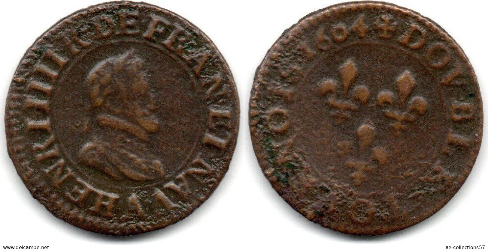 MA 34894  // France - Frankreich   Double Tournois 1604 A    Henri IV     TB+ - 1 Franc