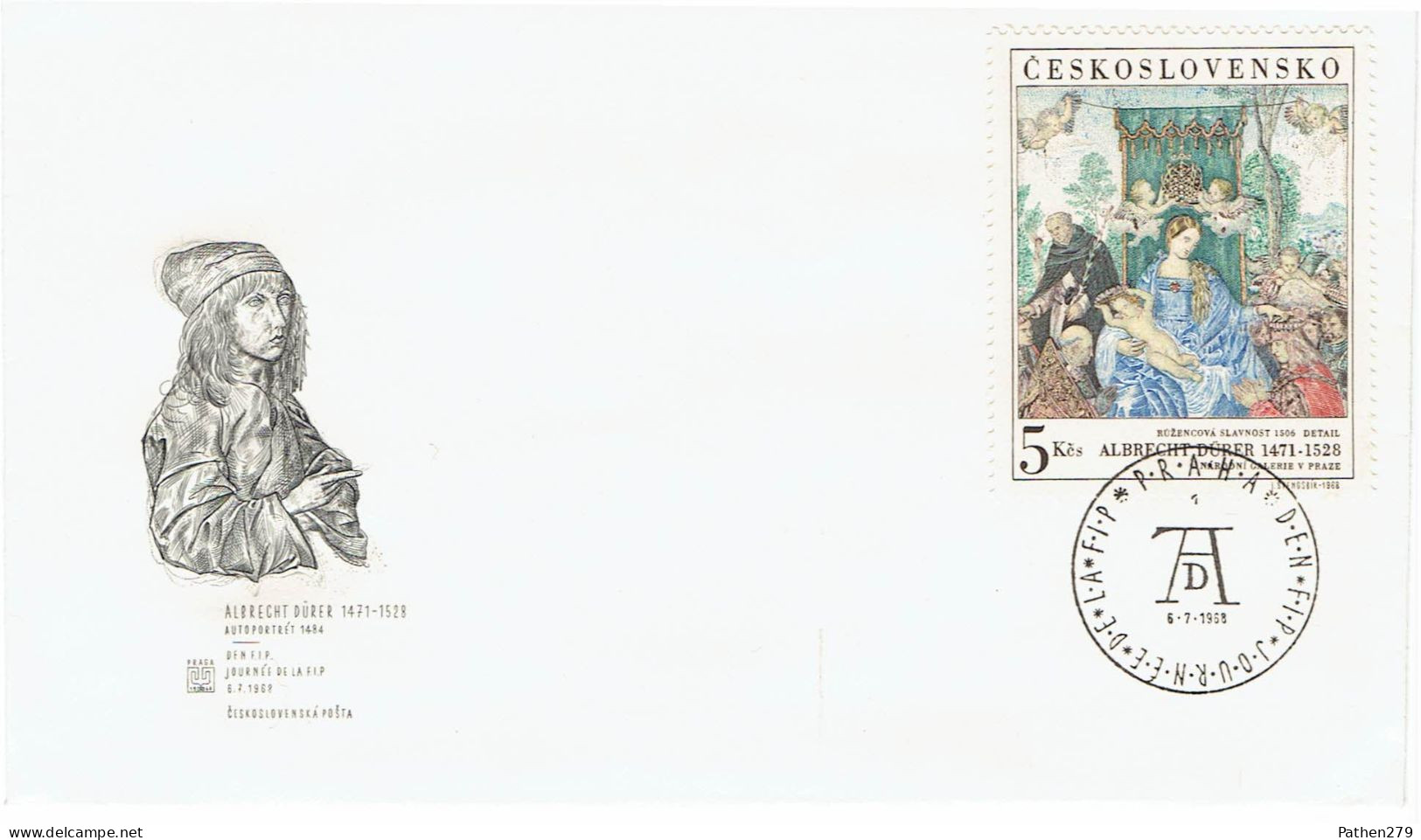 Enveloppe FDC 1er Jour Albreht Dürer Tchécoslovaquie Prague 06-07-1968 - FDC