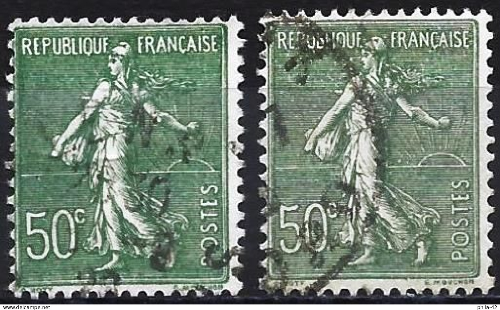 France 1926 - Mi 160 - YT 198/98a ( Sower ) - 1903-60 Säerin, Untergrund Schraffiert