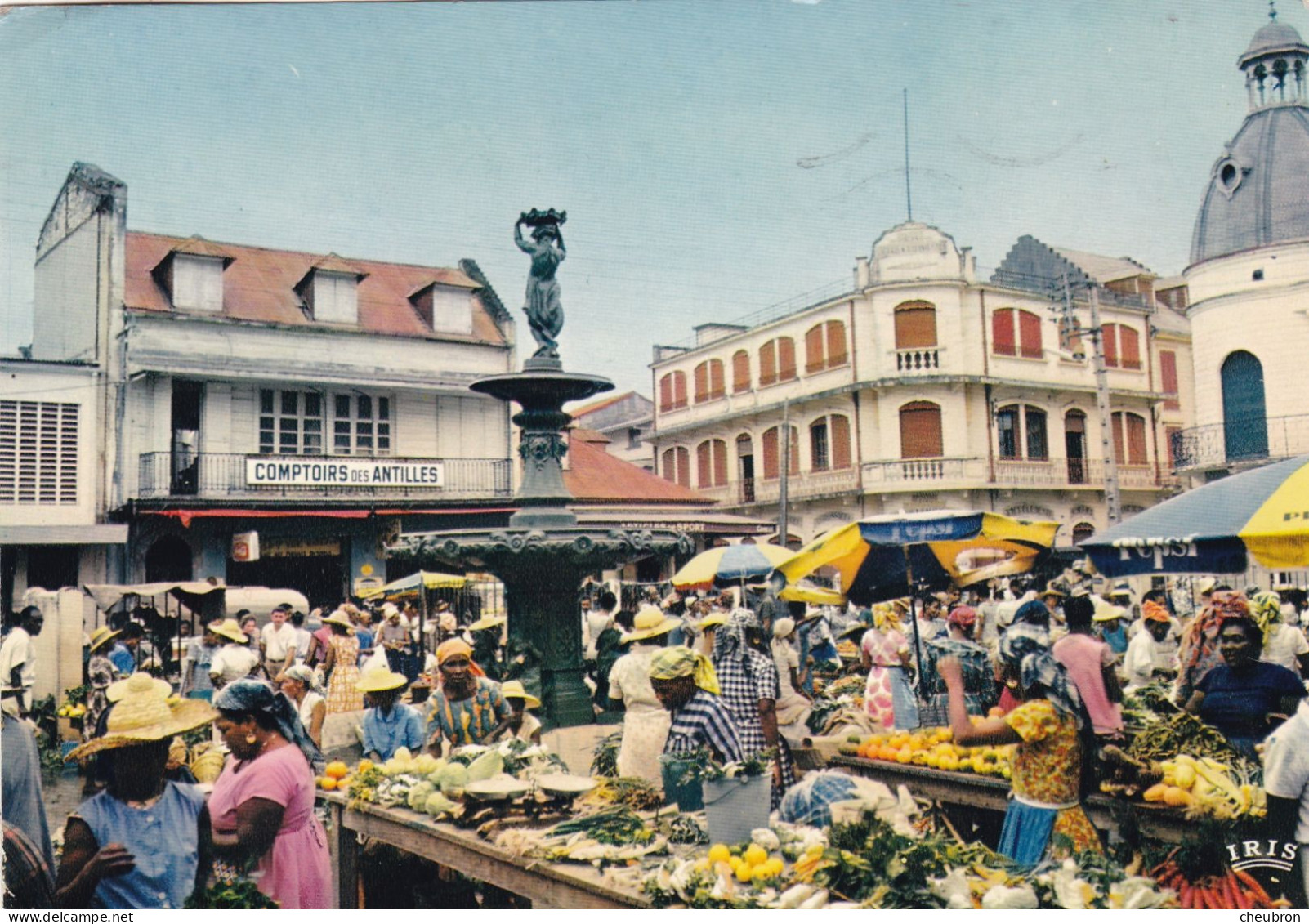 GUADELOUPE. CPSM. POINTE A PITRE.. MARCHE SAINT ANTOINE. ANIMATION  .ANNÉE 1970 + TEXTE - Pointe A Pitre