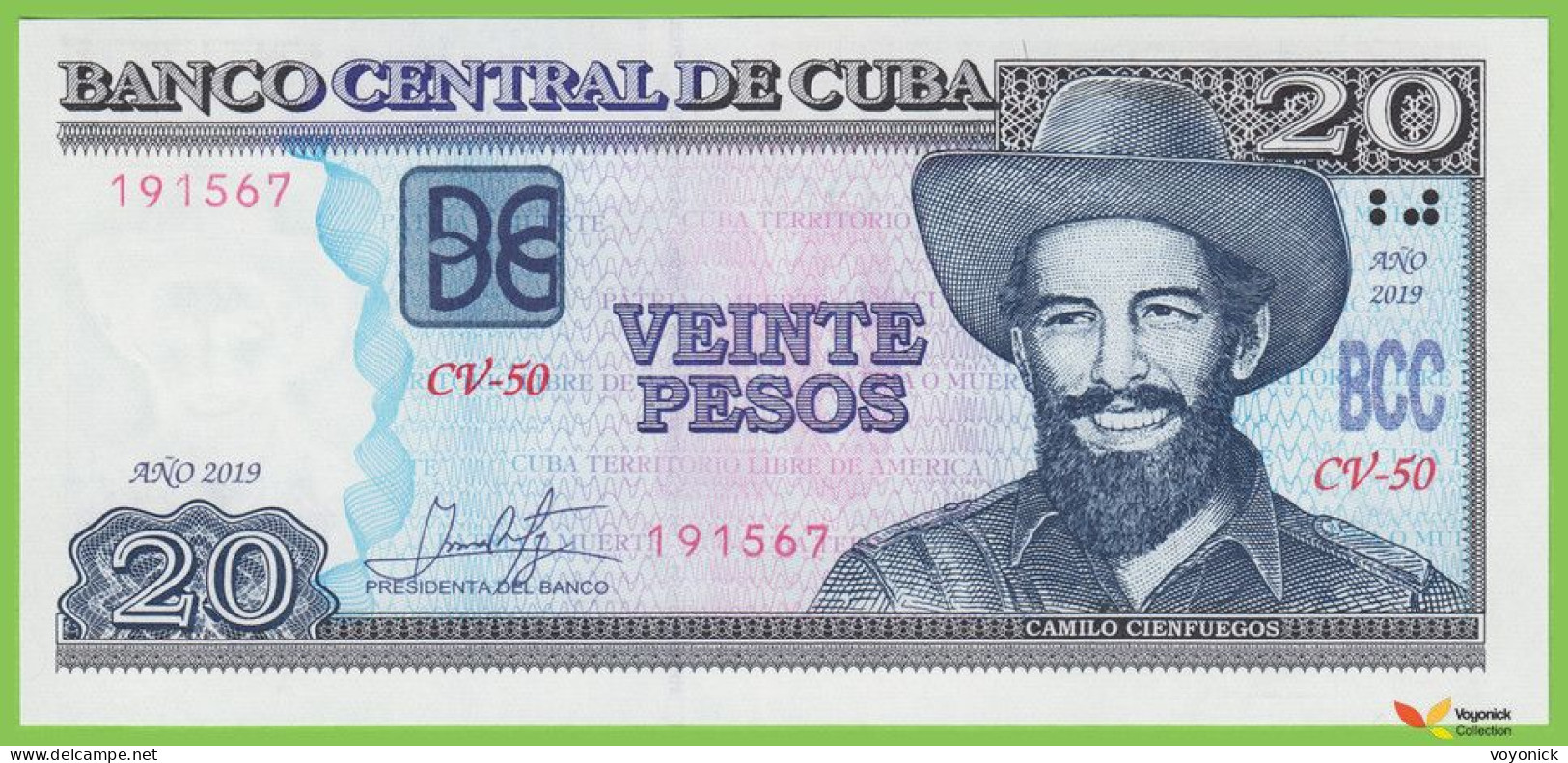 Voyo CUBA 20 Pesos 2019 P122m B908m CV-50 UNC - Kuba