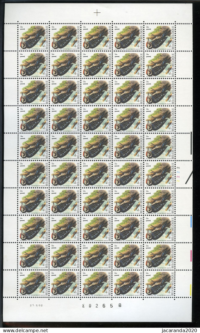 België 2349P5a - Kleine Bonte Specht - Pic épeichette - 1F - Volledig Vel - Buzin - Fosforpapier - 21.II.92 - Paar - PL2 - 1985-.. Pájaros (Buzin)