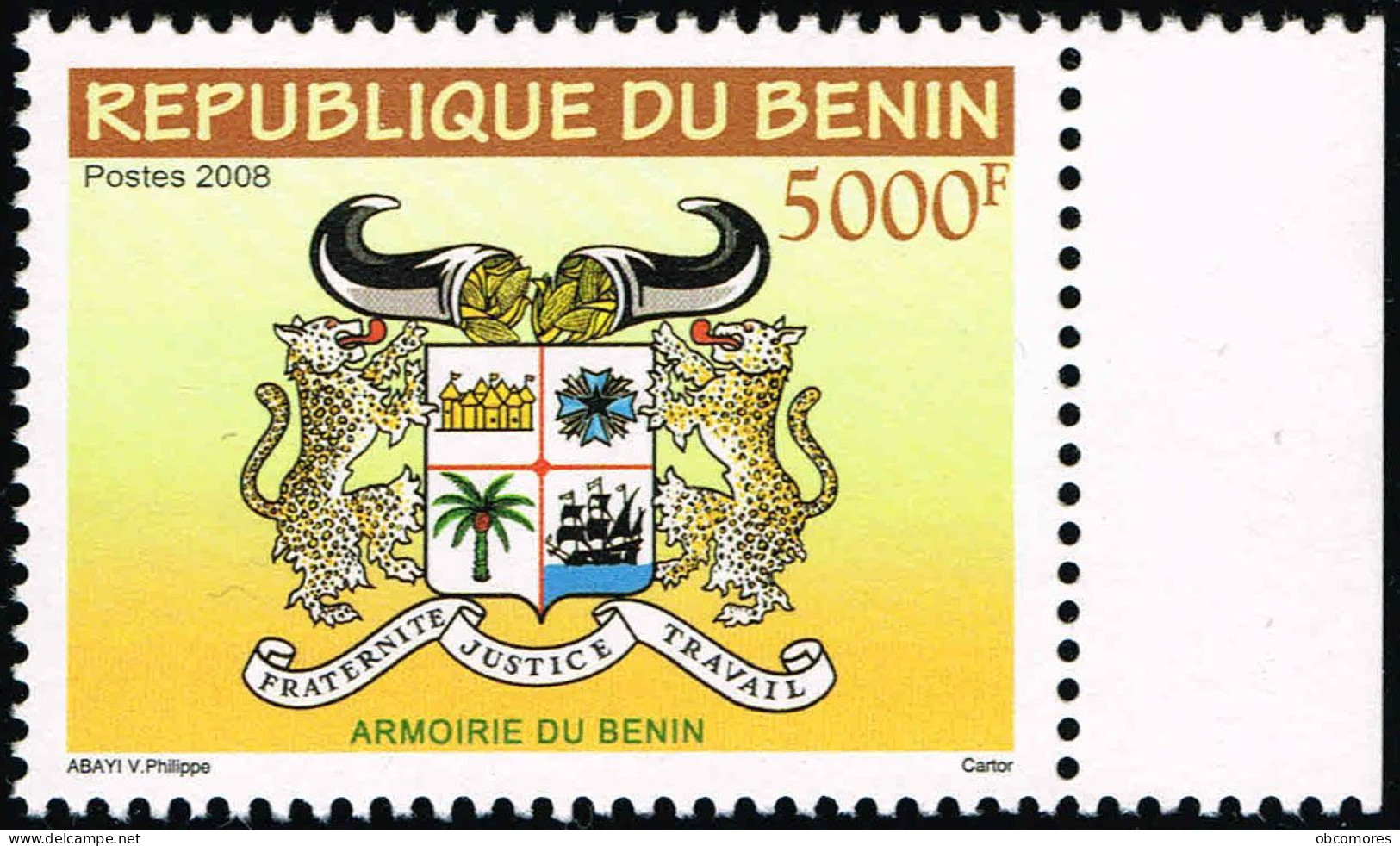 Benin 2008 - Mi 1461 X Sc 1460 - Coat Of Arms - Armoiries 5000 Fcfa MNH ** - Benin – Dahomey (1960-...)