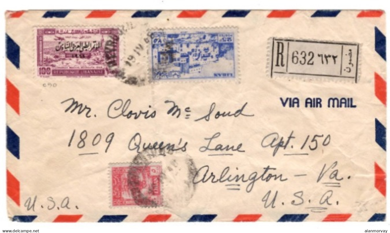 Lebanon - April 19, 1948 Registered Beyrouth Cover To The USA - Lebanon