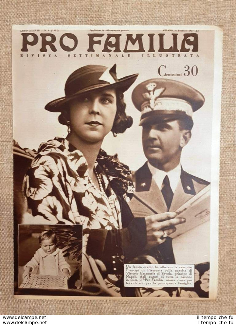 Copertina Pro Familia Del 1937 La Nascita Di Vittorio Emanuele Di Savoia - Otros & Sin Clasificación