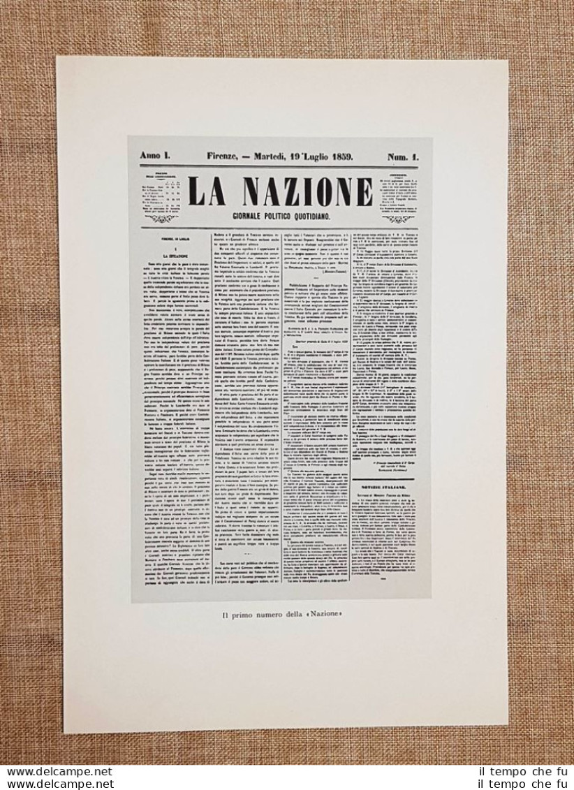 Riproduzione Prima Pagina Primo Numero La Nazione 19 Luglio 1859 Stampa Del 1949 - Sonstige & Ohne Zuordnung