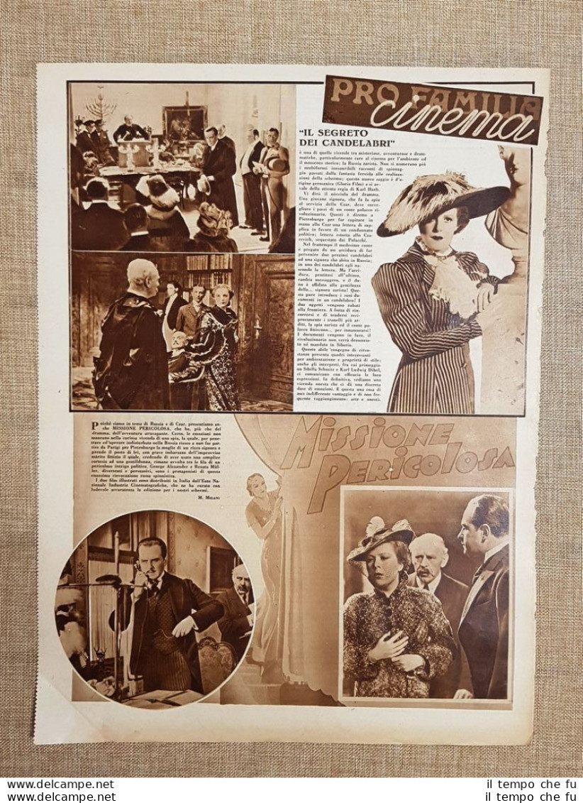 Film Segreto Dei Candelabri E Missione Pericolosa Illustrazione Cinema Del 1937 - Sonstige & Ohne Zuordnung