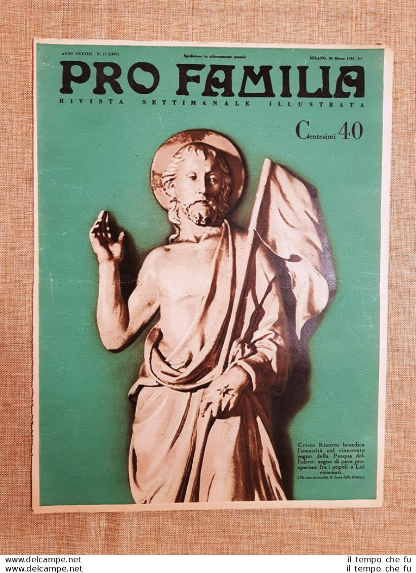 Copertina Pro Familia Del 1937 Cristo Risorto Terracotta Di Luca Della Robbia - Altri & Non Classificati