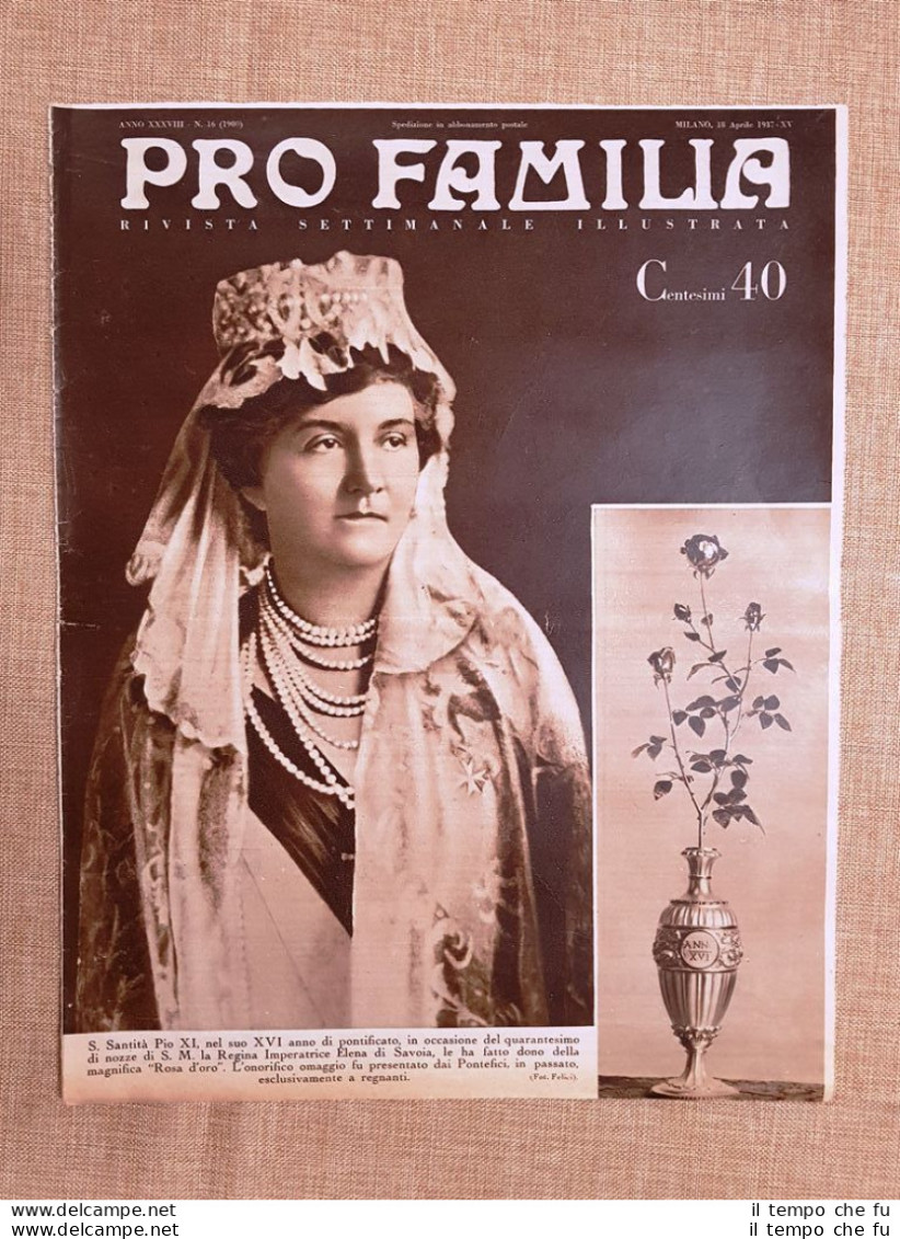 Copertina Pro Familia Del 1937 Elena Del Montenegro O Jelena Petrovic-Njegos - Other & Unclassified