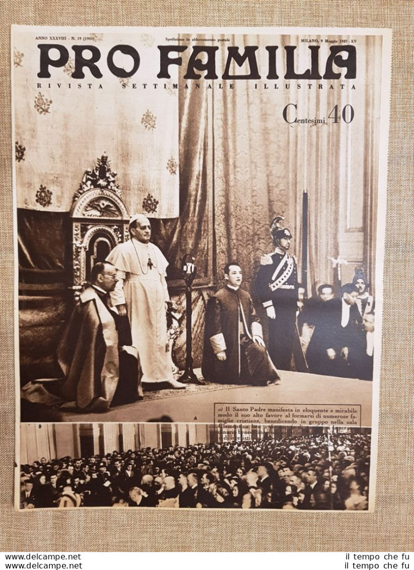 Copertina Pro Familia Del 1937 Pio XI Ambrogio Damiano Achille Ratti Benedizione - Other & Unclassified