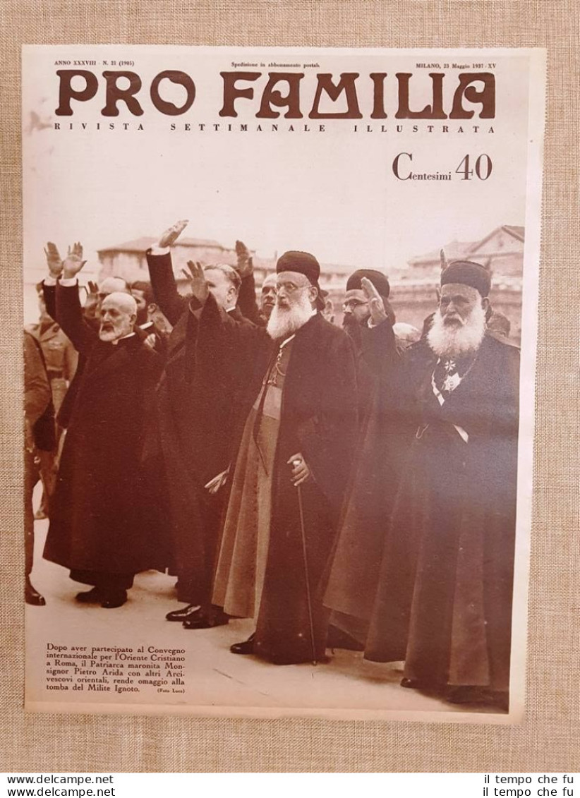 Copertina Pro Familia Del 1937 Roma Il Patriarca Maronita Monsignor Pietro Arida - Altri & Non Classificati