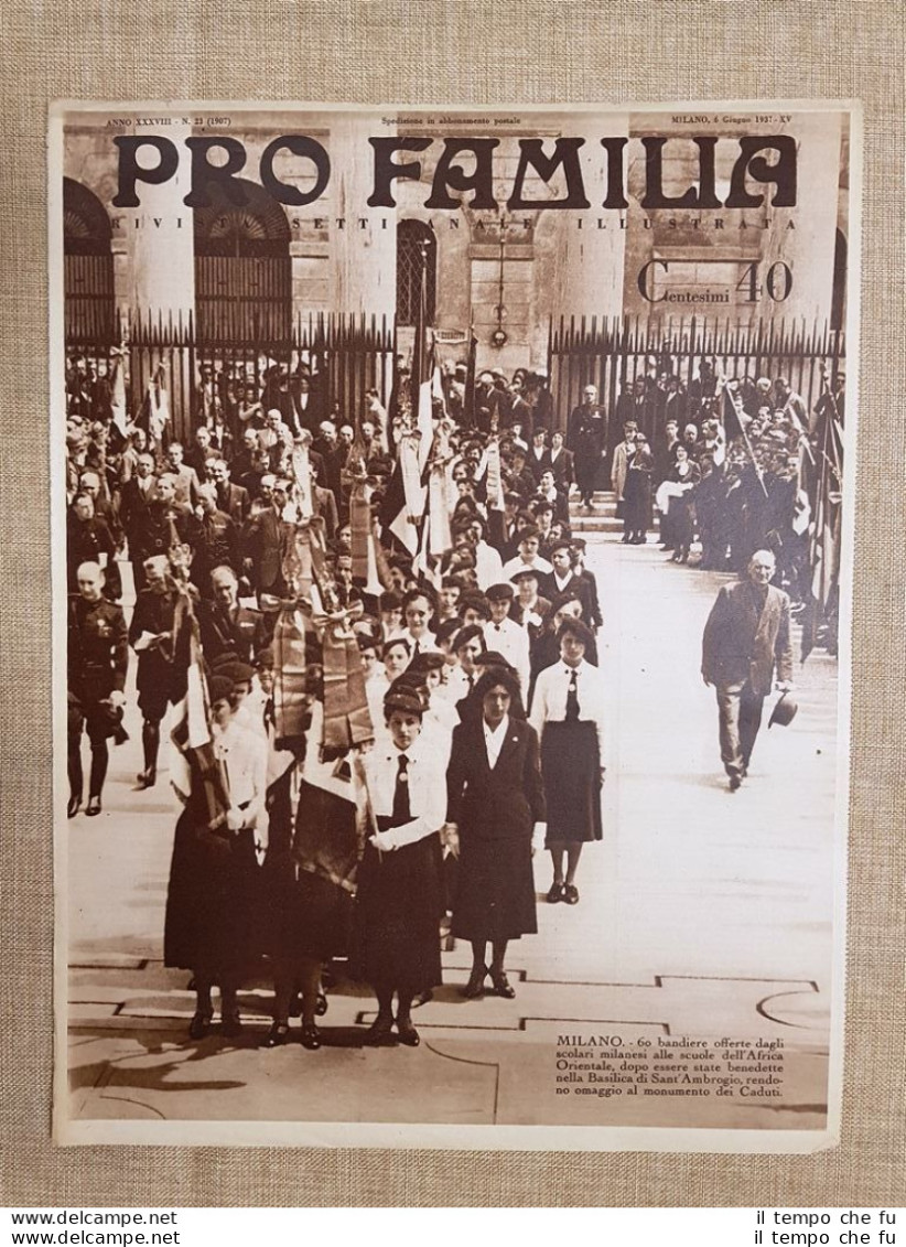 Copertina Pro Familia Del 1937 Milano 60 Bandiere Per Le Scuole Dell'Africa - Altri & Non Classificati