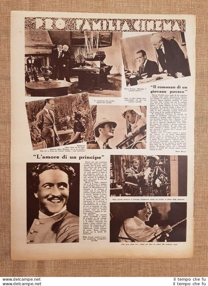 Film Romanzo Di Giovane Povero E Amore Di Principe Illustrazione Di Cinema 1937 - Sonstige & Ohne Zuordnung
