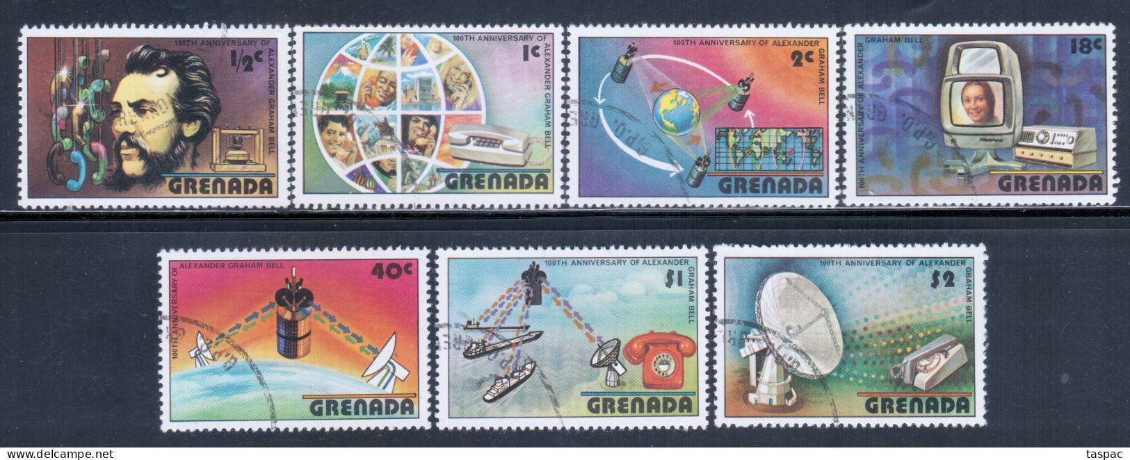 Grenada 1976 Mi# 814-820 Used - Centenary Of First Telephone Conversation By Alexander Graham Bell / Space - Noord-Amerika