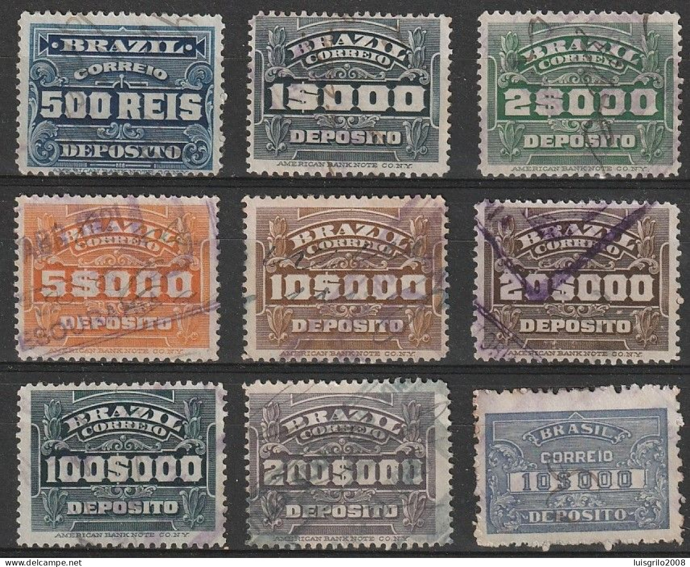 Revenue/ Fiscaux, Brazil 1920 - Depósito, Receita Fiscal -|- 9 Val. - Service