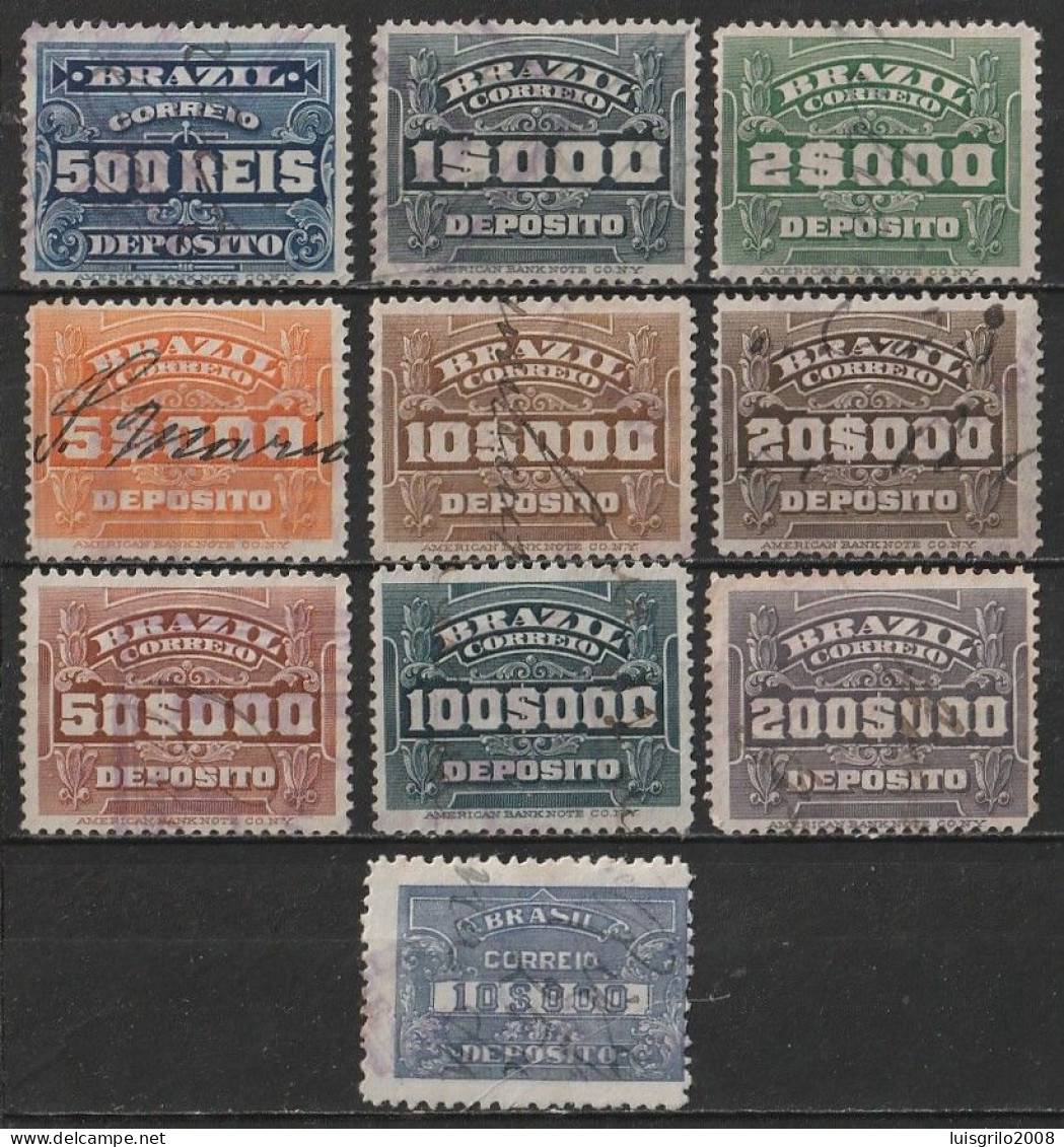 Revenue/ Fiscaux, Brazil 1920 - Depósito, Receita Fiscal -|- 10 Val. - Dienstzegels