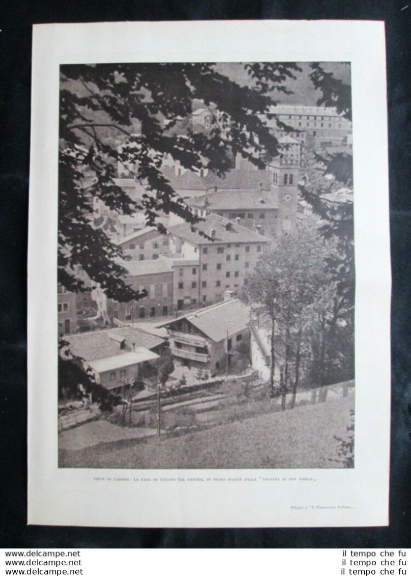 Pieve Di Cadore: La Casa Di Tiziano + Sala Museo Di Tiziano  Stampa Del 1932 - Altri & Non Classificati