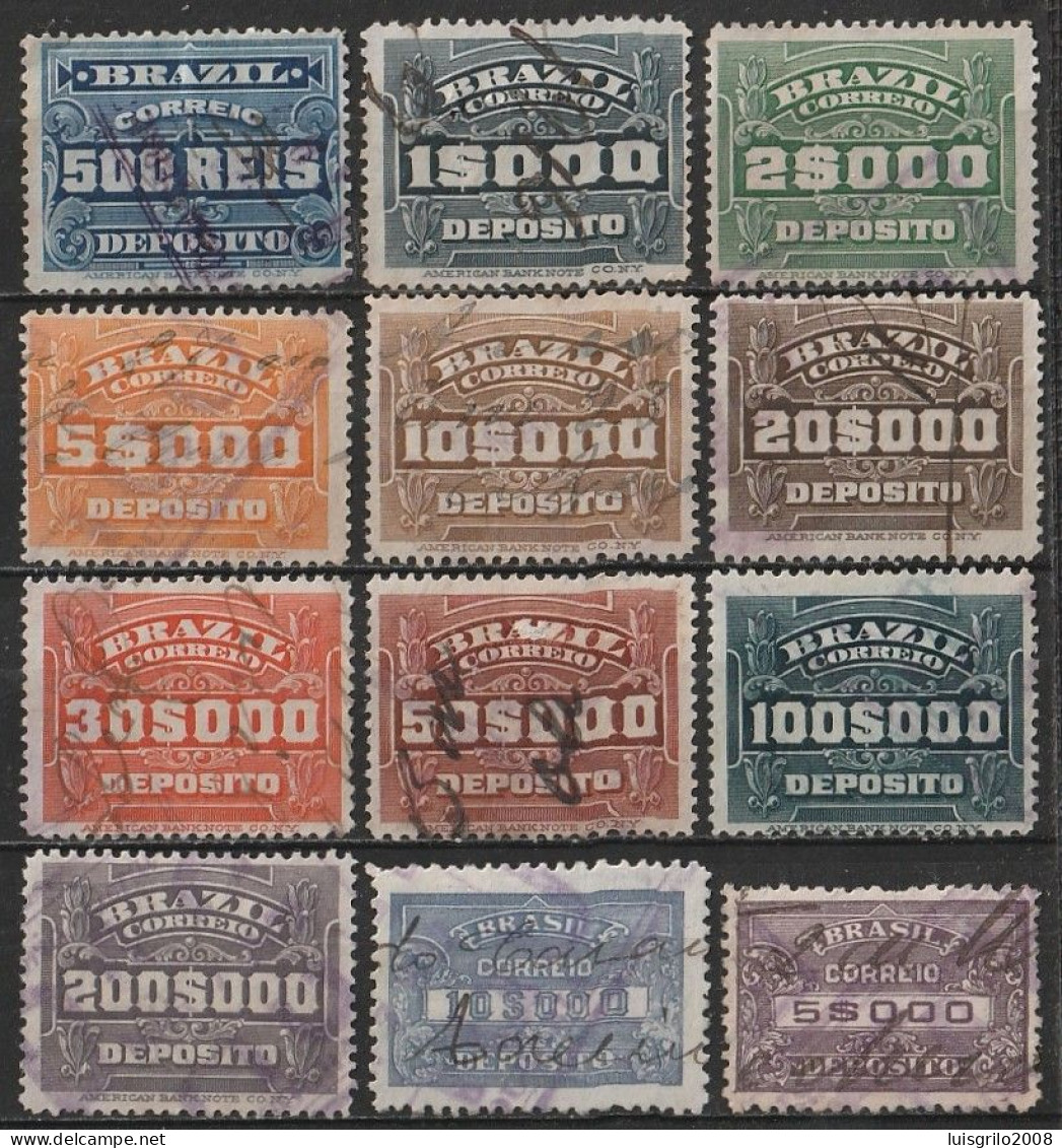 Revenue/ Fiscaux, Brazil 1920 - Depósito, Receita Fiscal -|- 12 Val. - Timbres-taxe