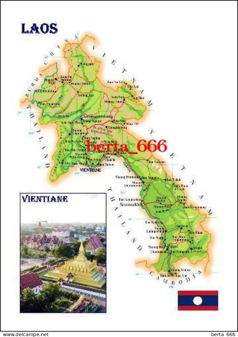 Laos Country Map New Postcard * Carte Geographique * Landkarte - Laos