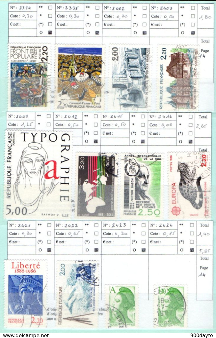 FRANCE oblitérés (Lot n° 35 F37: 104 timbres).