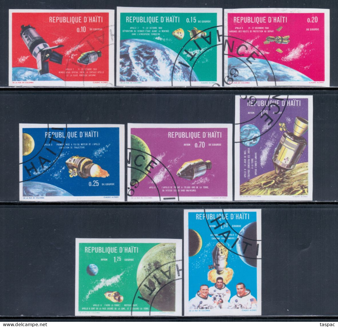 Haiti 1969 Mi# 1080-1087 Used - Imperf. - Apollo 7 And Apollo 8 / Space - Amérique Du Nord