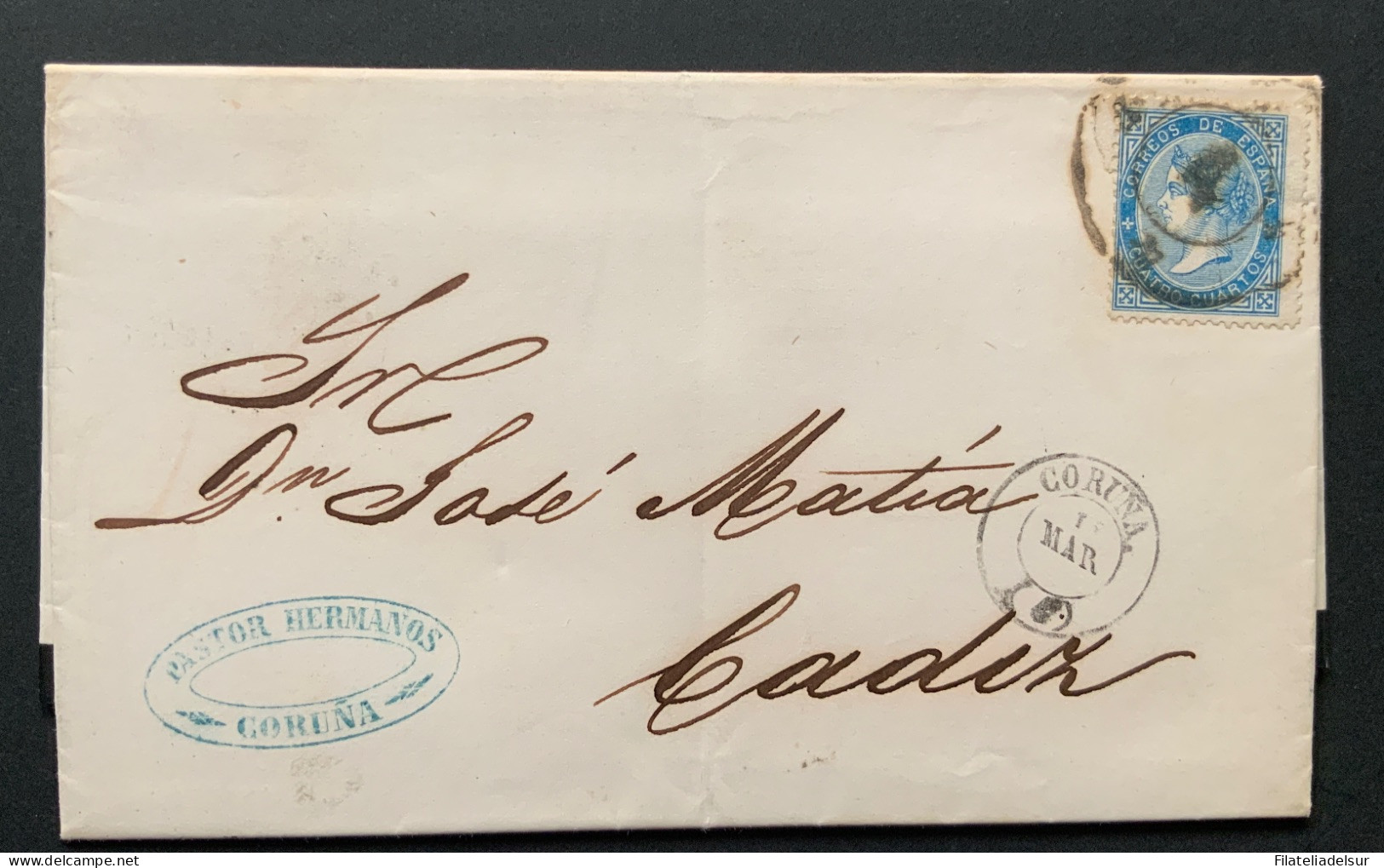 España Santiago Galicia A Cadiz - ...-1850 Prephilately