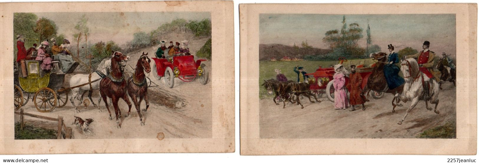 Lot 2 CP Illustration Fantaisies Estampes D'Art De Raphael Turck .1905.Transport Moderne .. - PKW