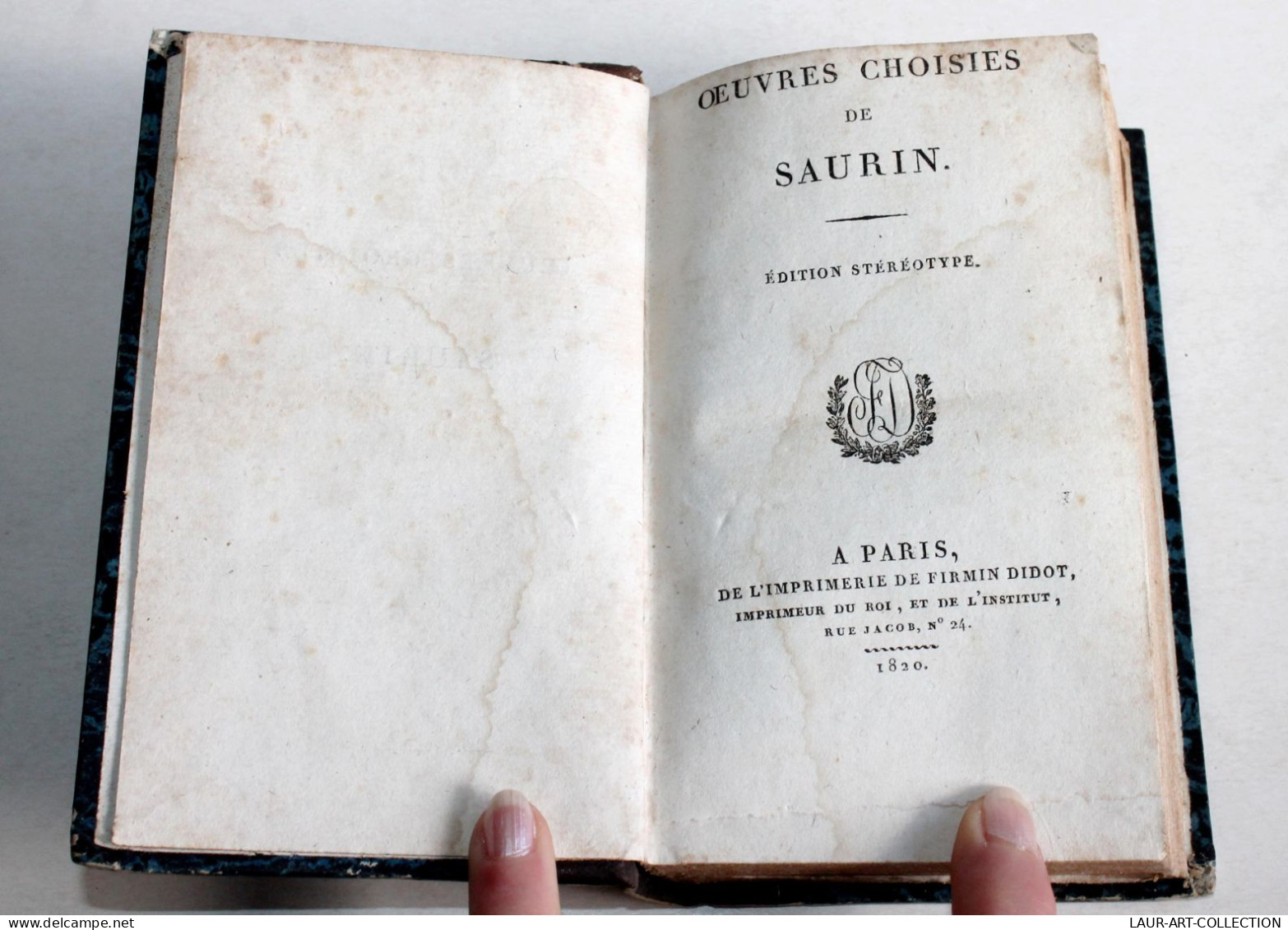 PIECE DE THEATRE OEUVRES CHOISIES DE SAURIN EDITION STEREOTYPE 1820 FIRMIN DIDOT / ANCIEN LIVRE XIXe SIECLE (1803.100) - Auteurs Français
