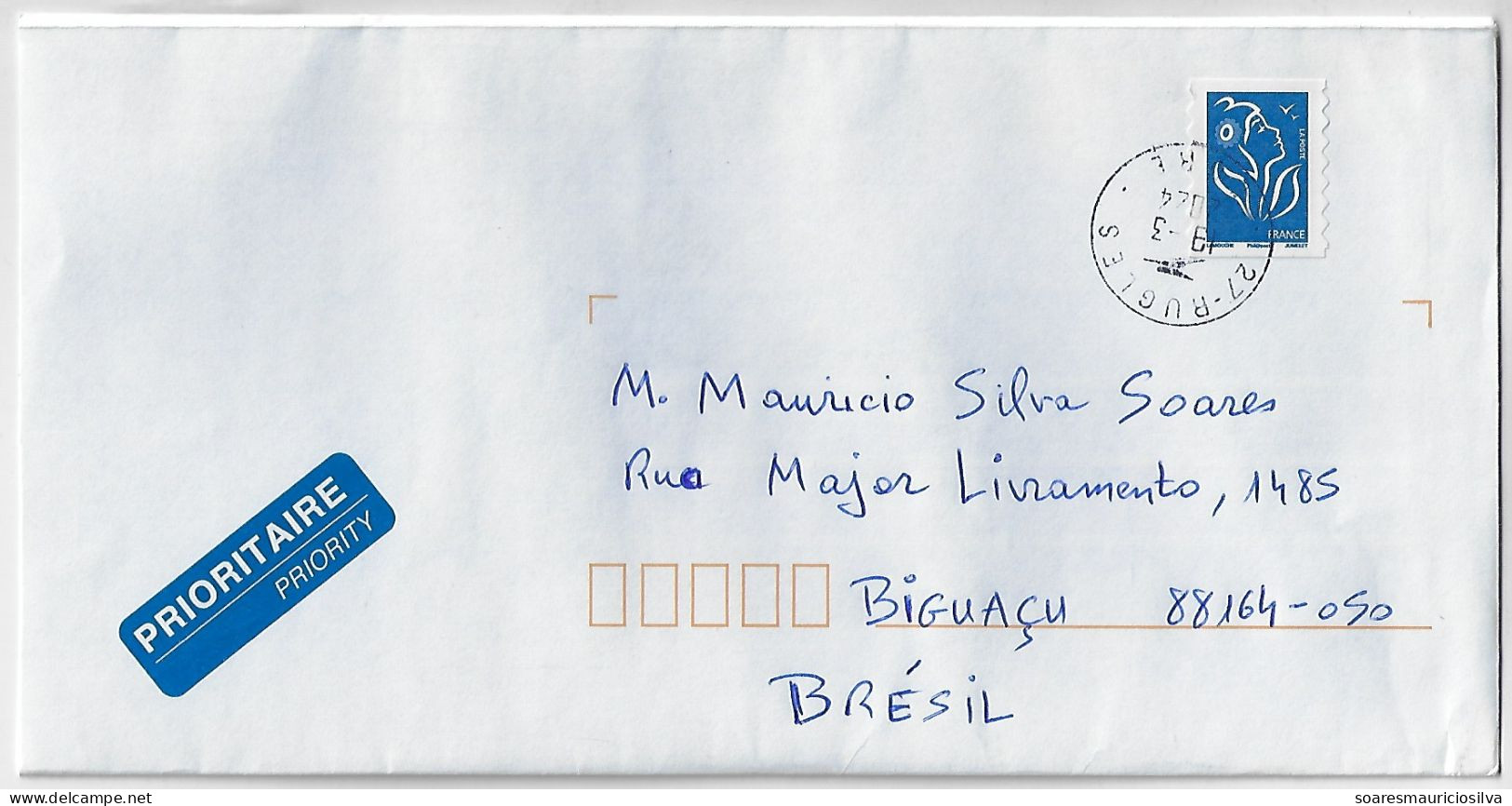 France 2024 Cover From Rugles To Brazil Stamp Marianne Des Français Or Marianne De Lamouche No Face Value - 2004-2008 Marianne Van Lamouche