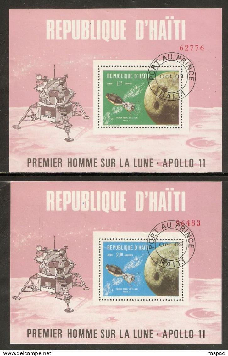 Haiti 1969 Mi# 1072-1079, 1080-1087, Block 39-42 Used - Perf. And Imperf. - Apollo Space Missions - Amérique Du Nord