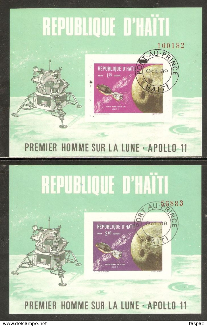 Haiti 1969 Mi# 1072-1079, 1080-1087, Block 39-42 Used - Perf. And Imperf. - Apollo Space Missions - Noord-Amerika