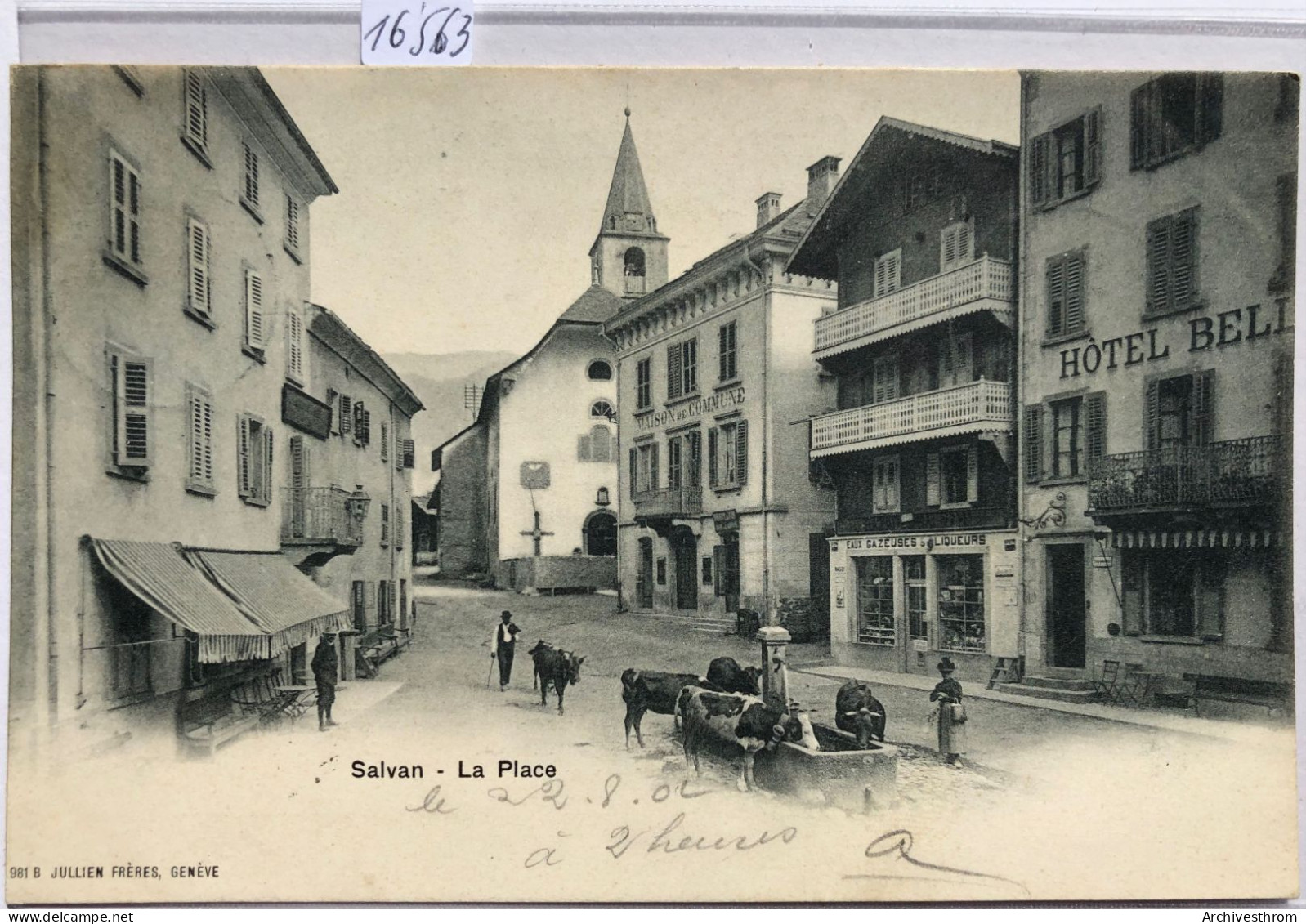 Salvan (Valais) - La Place Avec Vaches à La Fontaine ; Maison De Commune ; Précurseur (16'563) - Salvan